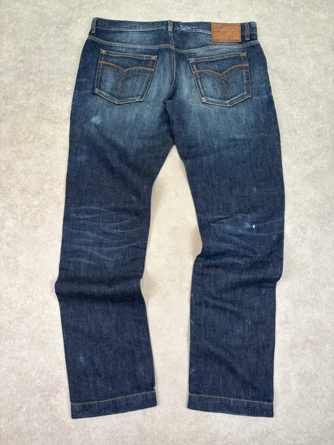 AW2006 Dolce & Gabbana Loose Navy Faded Denim Jeans VQKkSgR 5