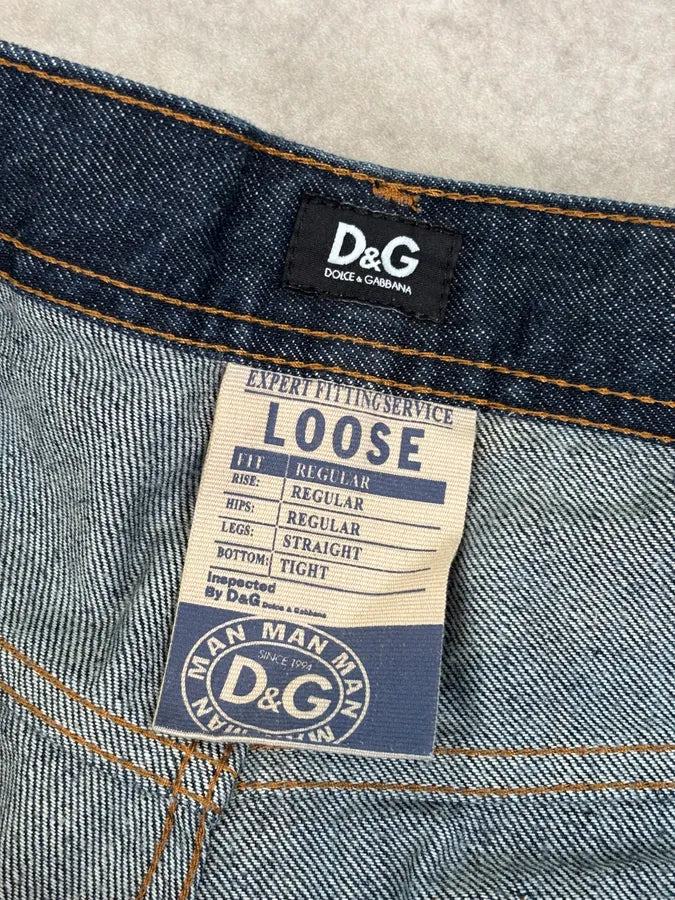AW2006 Dolce & Gabbana Loose Navy Faded Denim Jeans VQKkSgR 11