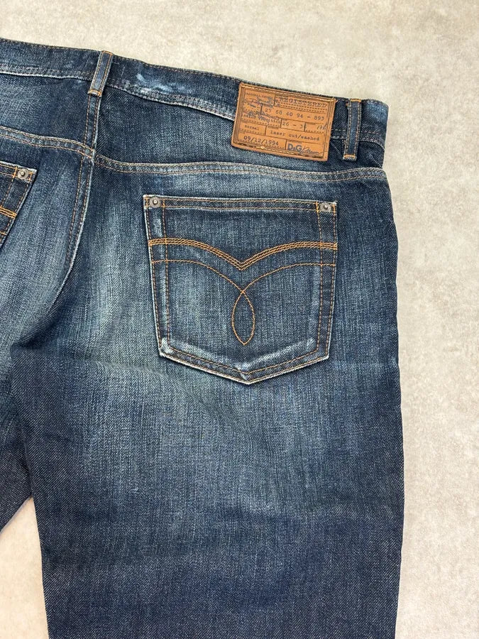 AW2006 Dolce & Gabbana Loose Navy Faded Denim Jeans VQKkSgR 7