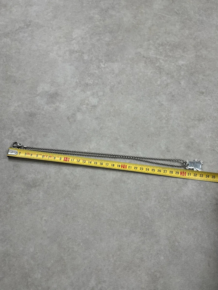 2000s Dolce & Gabbana Silver Steel Teddy Bear Pendant Ball Chain Necklace IhlpebG 9