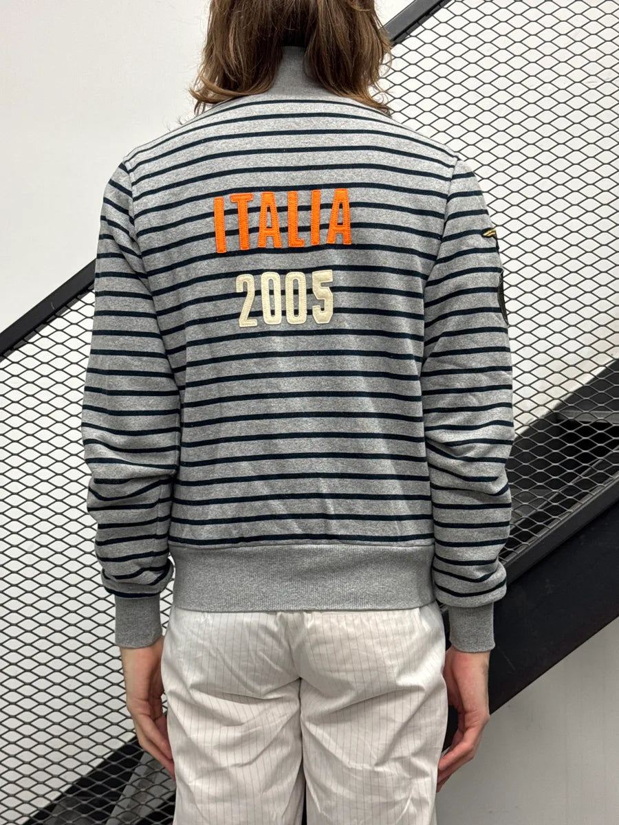 AW2005 Dolce & Gabbana Grey Striped Military Patches Zip-Up Sweater diGQdJOx 2