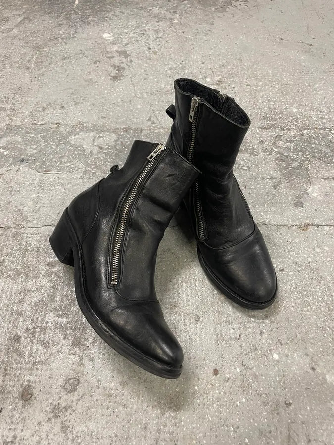 Diesel 2 Zips Black Leather Boots PRaicMI 1