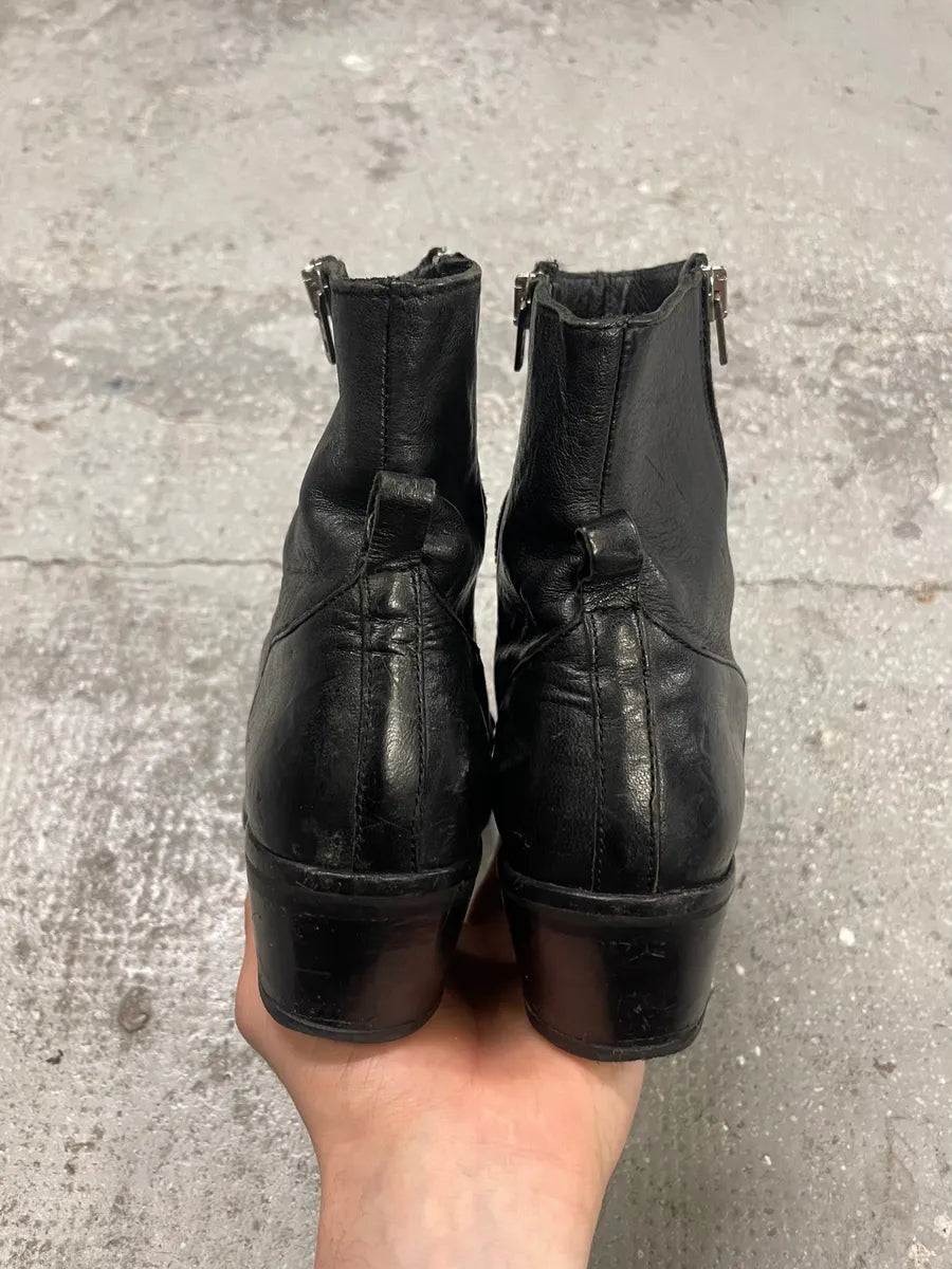 Diesel 2 Zips Black Leather Boots PRaicMI 7