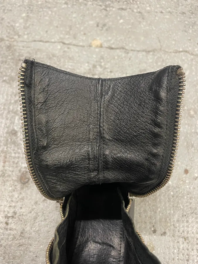 Diesel 2 Zips Black Leather Boots PRaicMI 9