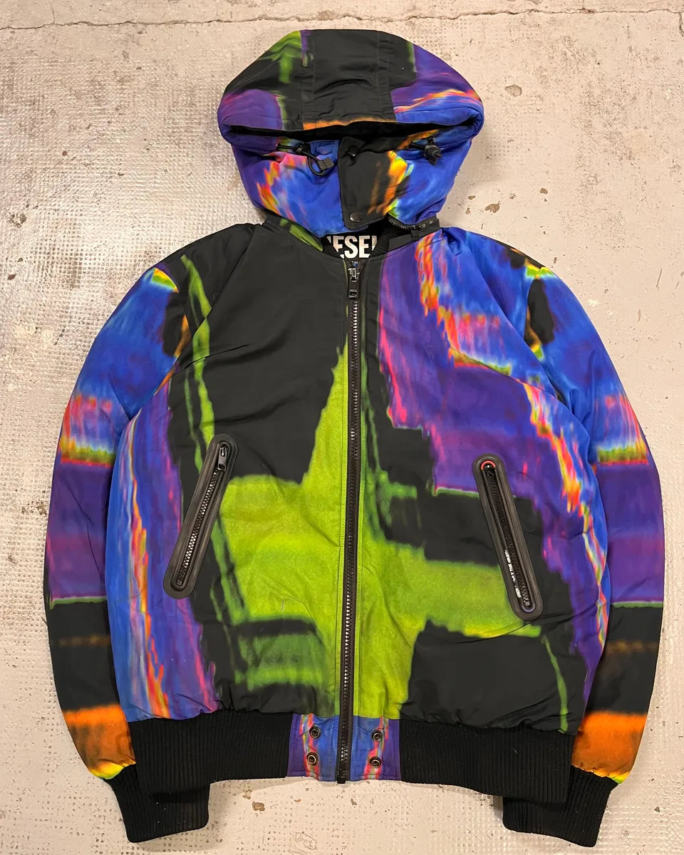 Diesel Abstract Multicolor Hooded Puffer Jacket  SOwzwiV 3