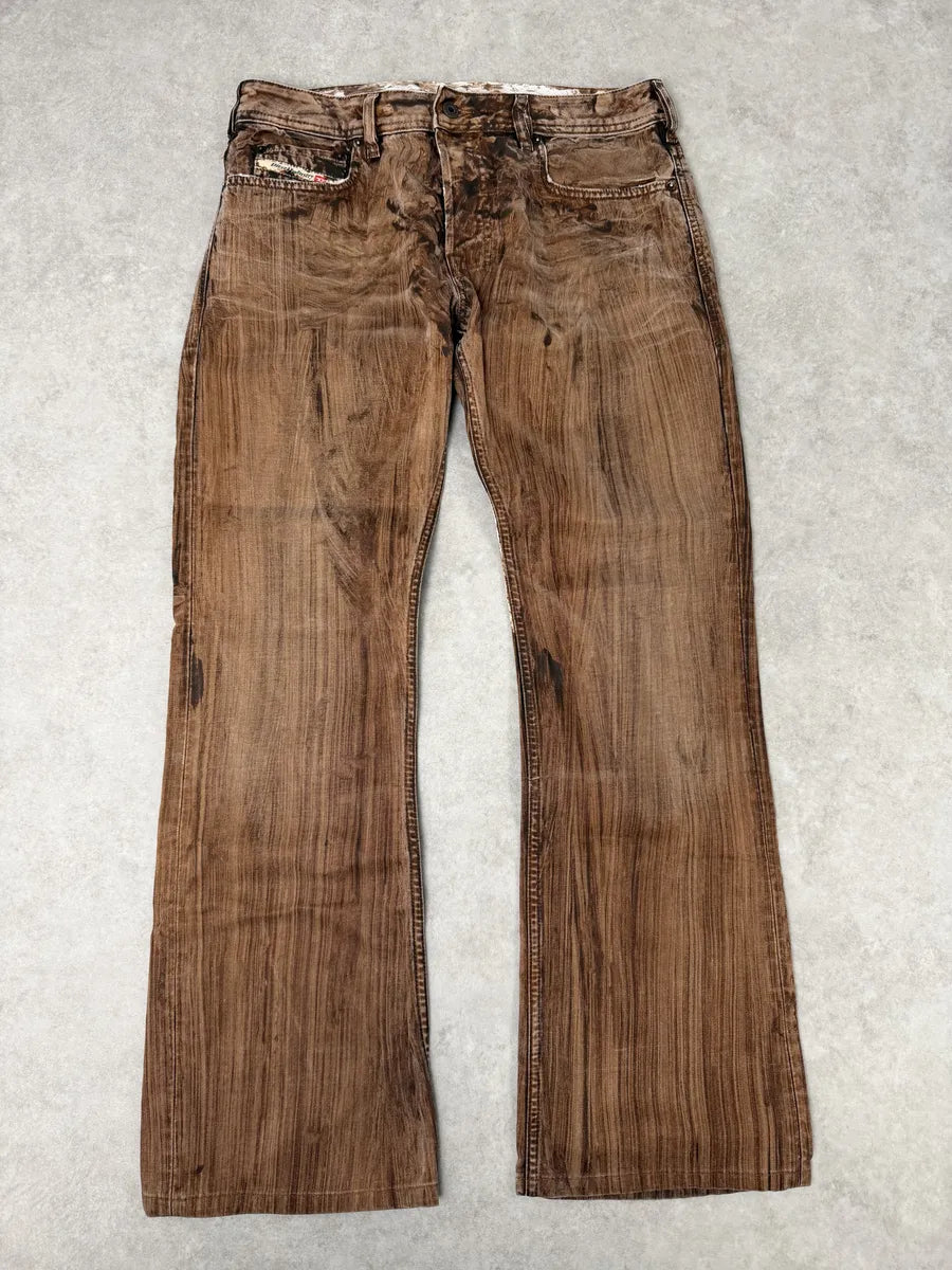 Diesel Abstract Painted Effect Brown Gradient Denim Jeans wZBfJxu 0