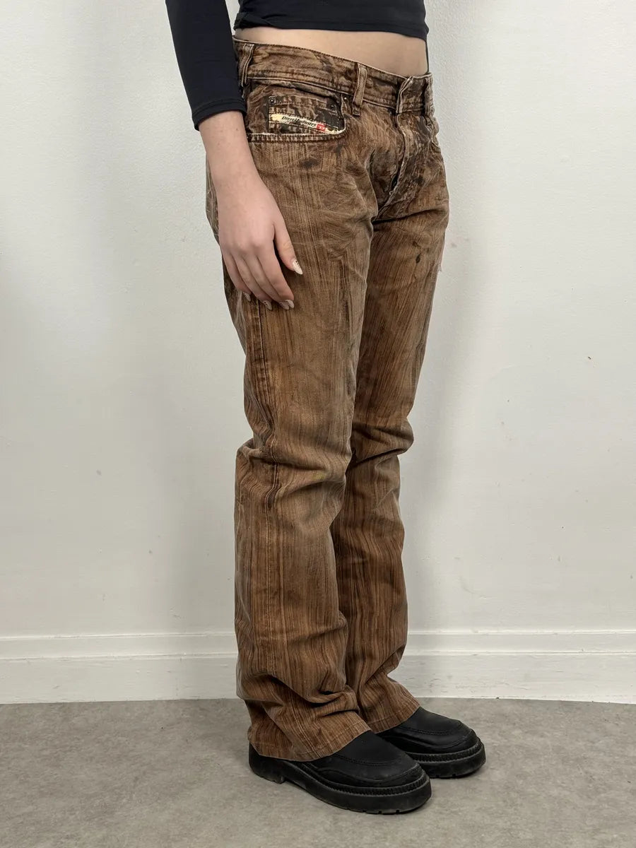 Diesel Abstract Painted Effect Brown Gradient Denim Jeans wZBfJxu 3