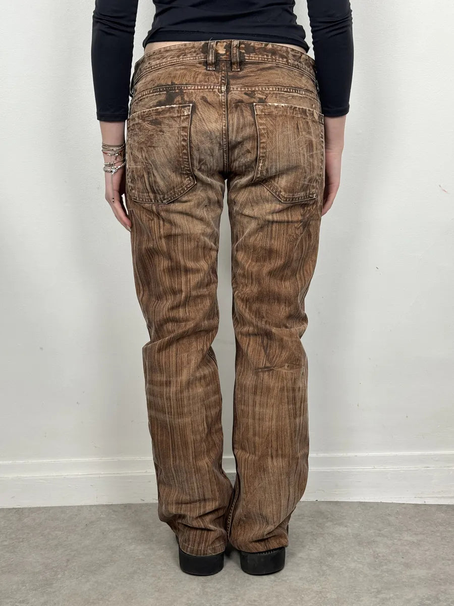 Diesel Abstract Painted Effect Brown Gradient Denim Jeans wZBfJxu 4