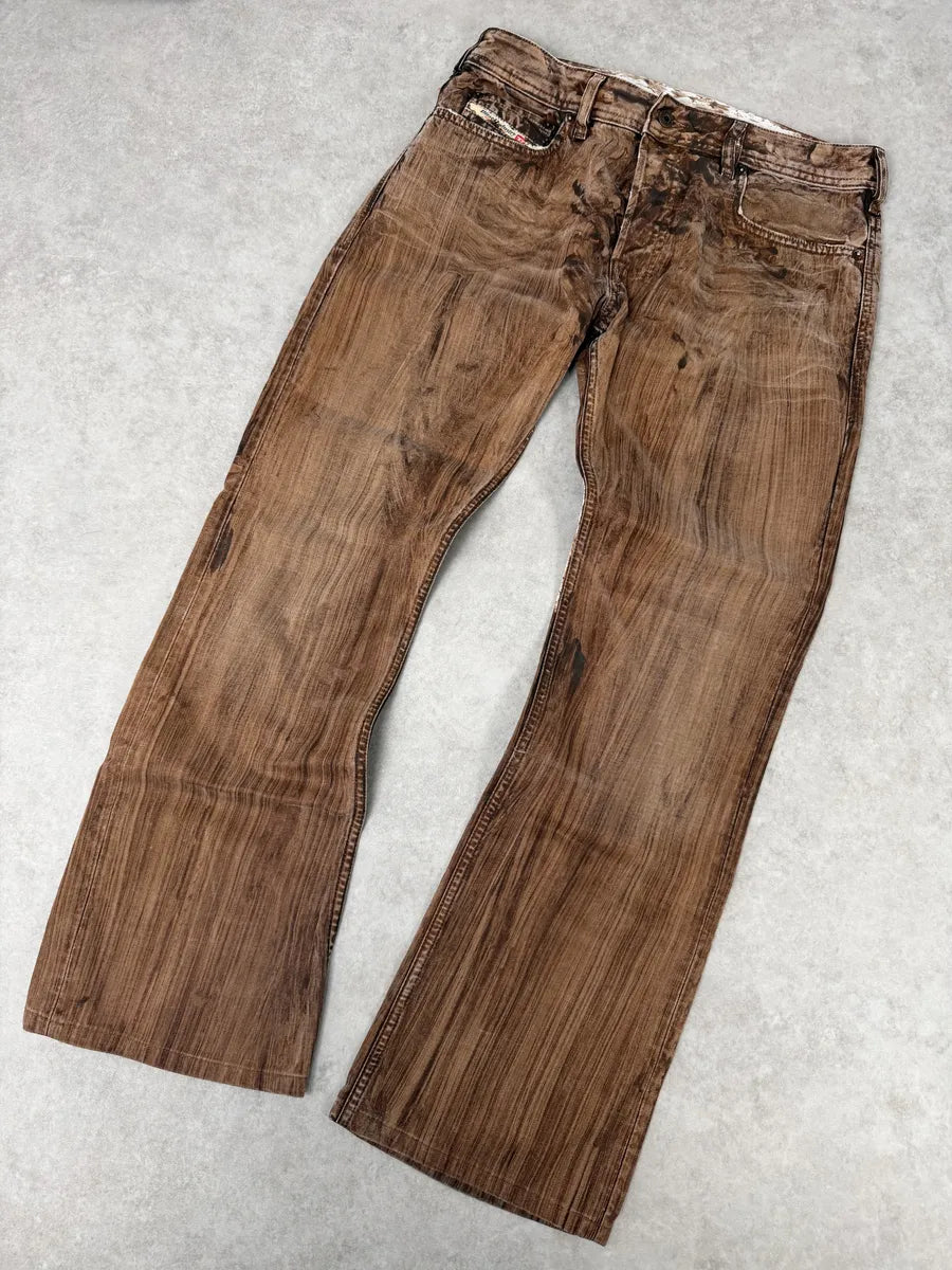 Diesel Abstract Painted Effect Brown Gradient Denim Jeans wZBfJxu 6