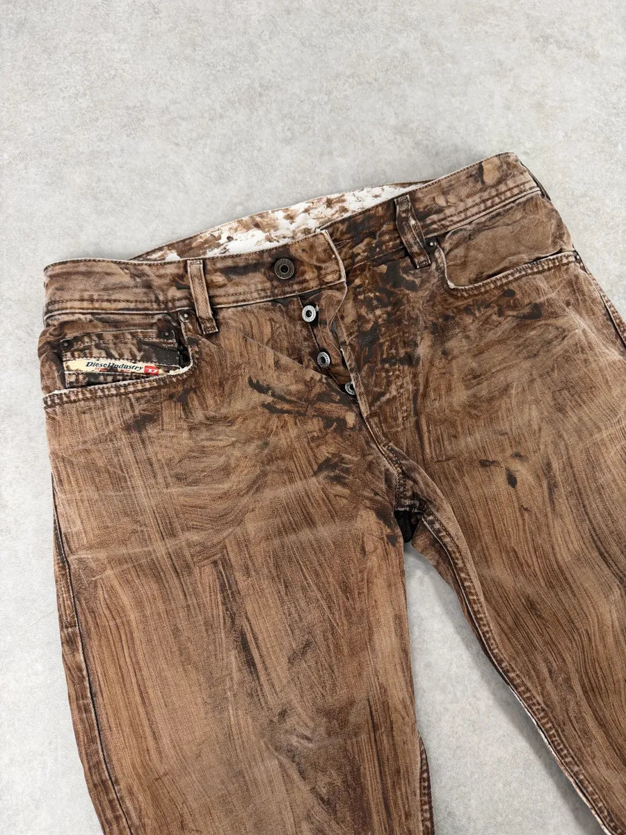 Diesel Abstract Painted Effect Brown Gradient Denim Jeans wZBfJxu 9