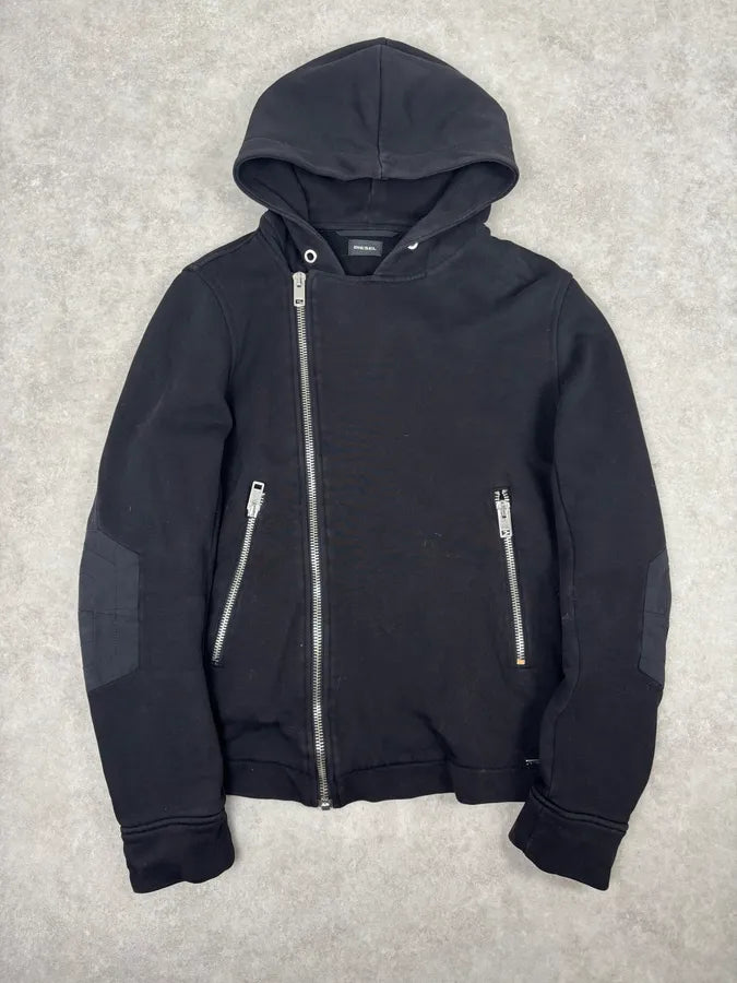 Diesel Asymmetrical Black Zip-up Hoodie hbQDZqx 0