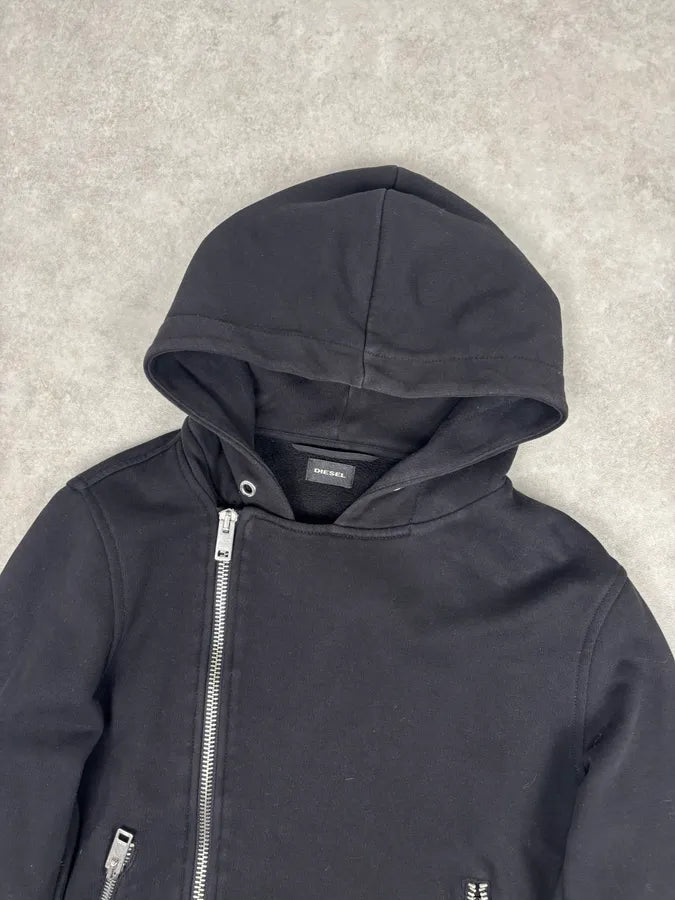 Diesel Asymmetrical Black Zip-up Hoodie hbQDZqx 3
