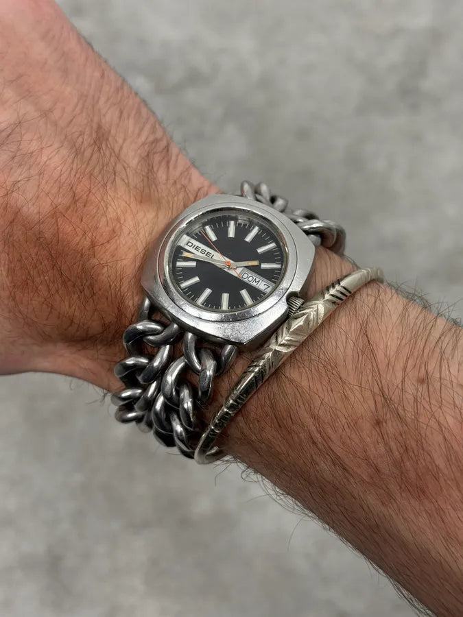 Diesel Avant Garde Grey Metallic Chains Watch PcQCIyi 2