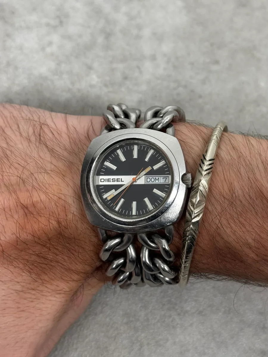 Diesel Avant Garde Grey Metallic Chains Watch PcQCIyi 0