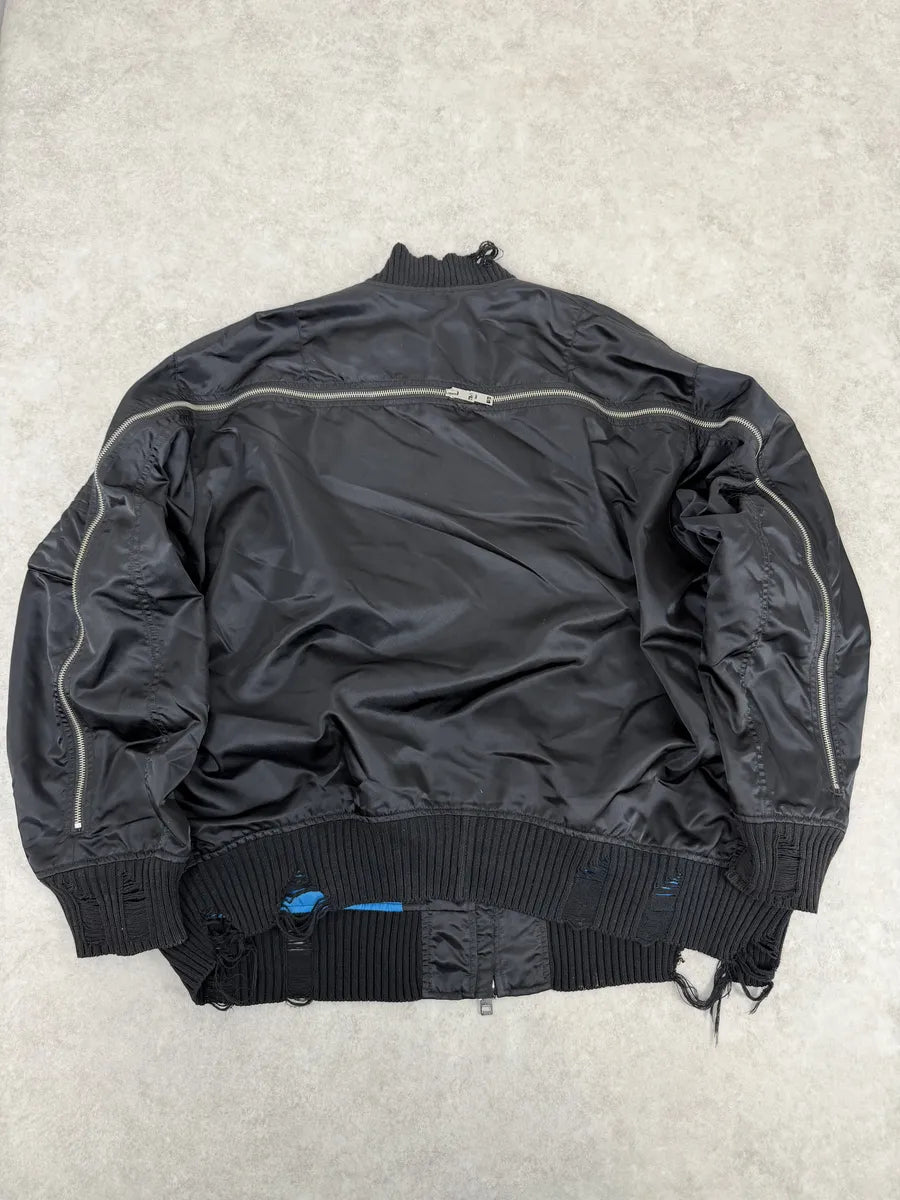 Diesel Backzip Black Distressed Bomber Jacket mfqTPXk 1
