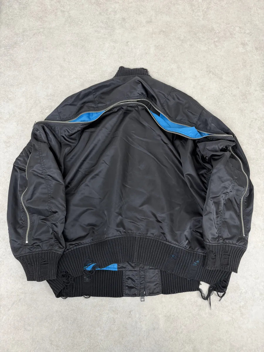 Diesel Backzip Black Distressed Bomber Jacket mfqTPXk 5