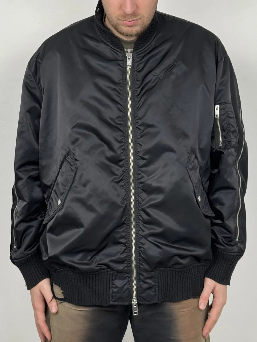 Diesel Backzip Black Distressed Bomber Jacket mfqTPXk 6