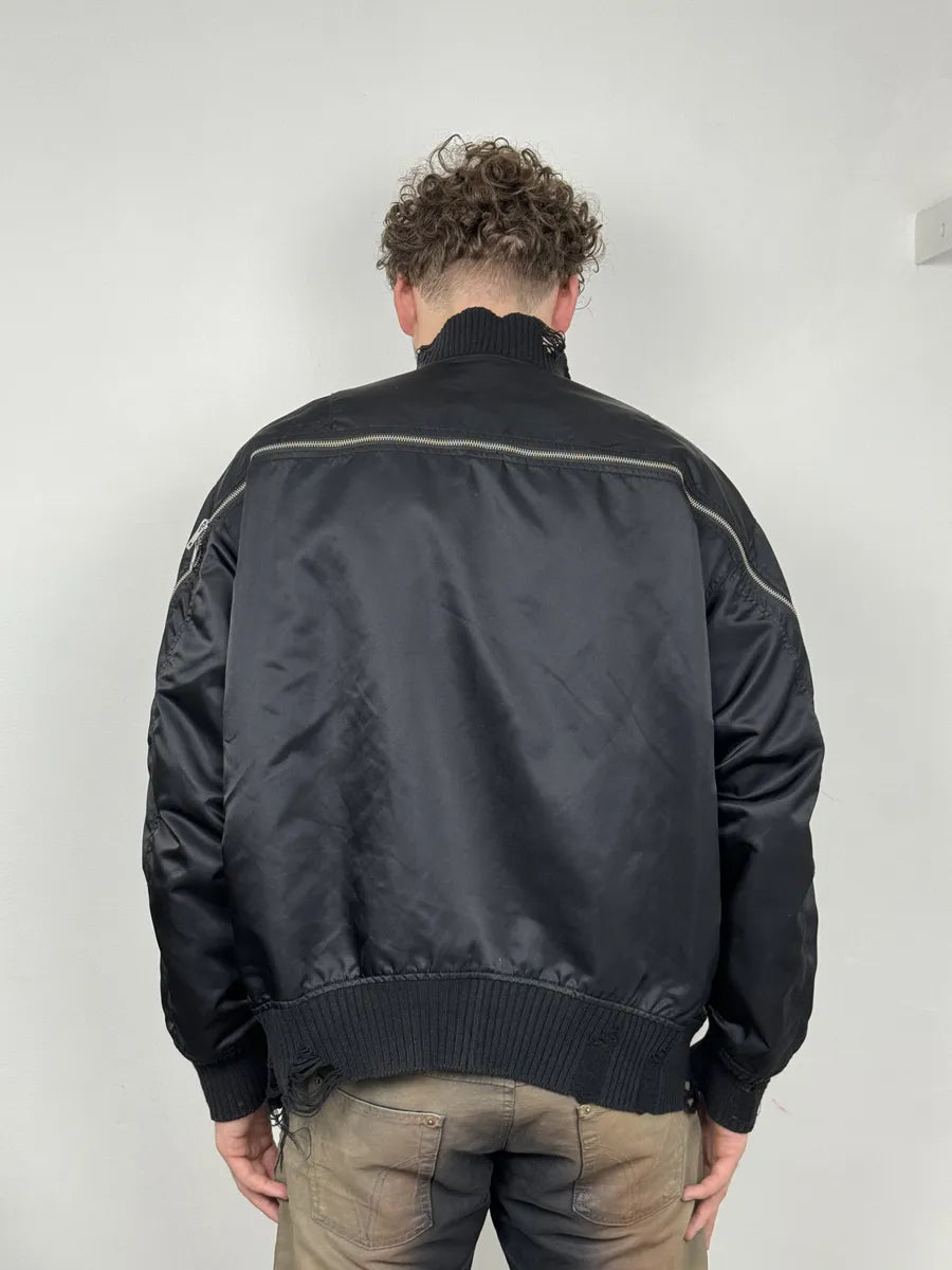Diesel Backzip Black Distressed Bomber Jacket mfqTPXk 7