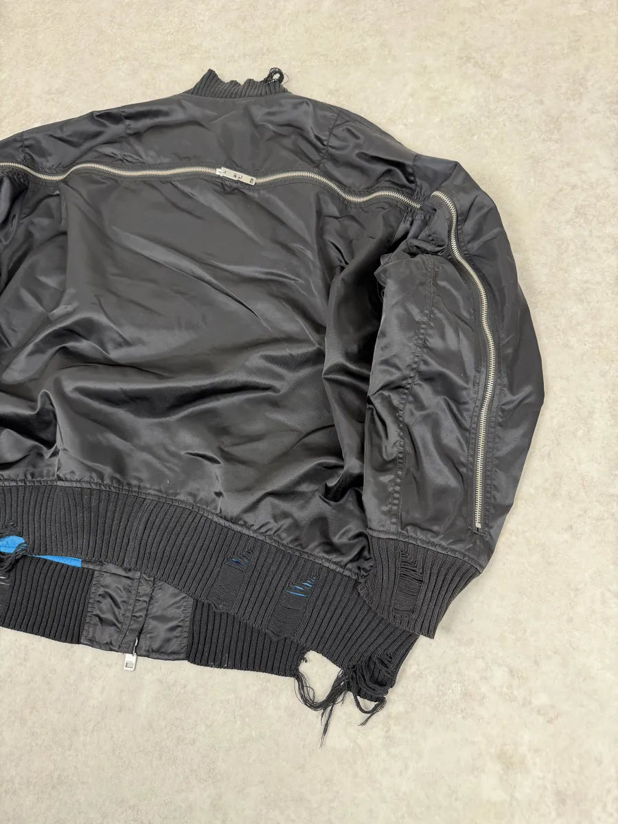 Diesel Backzip Black Distressed Bomber Jacket mfqTPXk 8