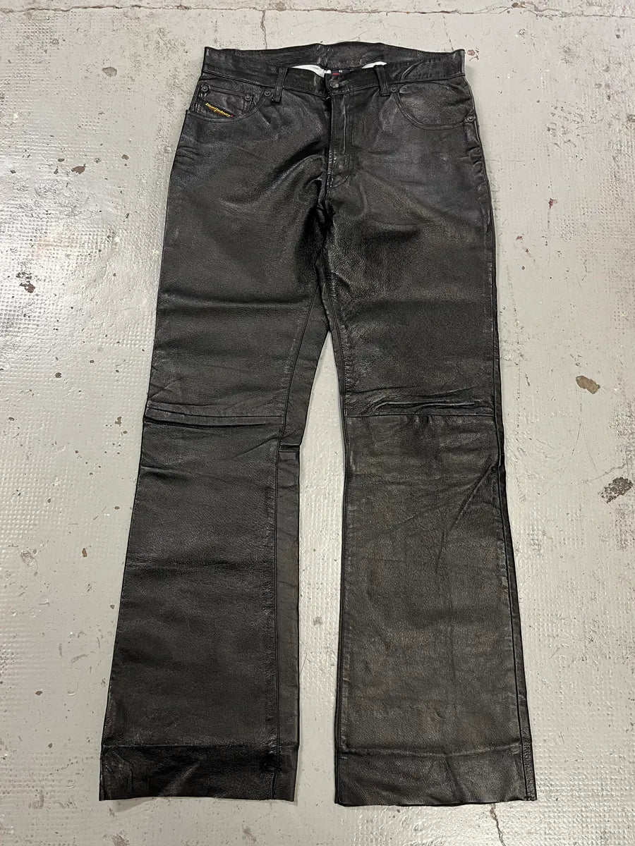 Diesel Biker Leather Black Pants yXetKeX 0