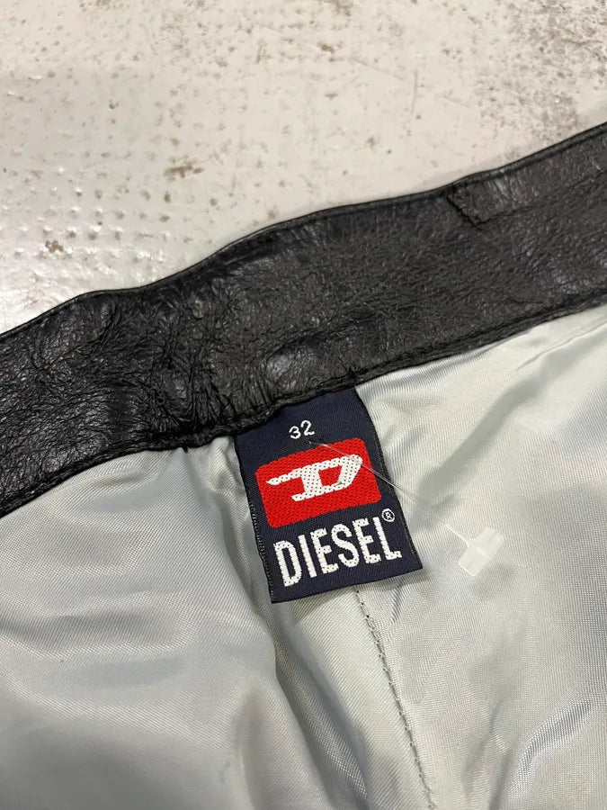 Diesel Biker Leather Black Pants yXetKeX 12