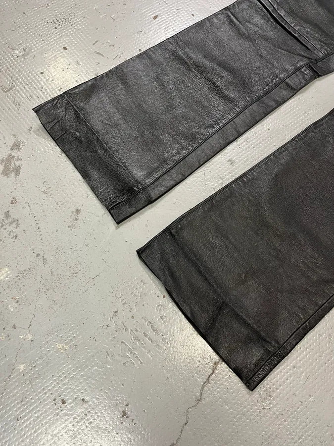 Diesel Biker Leather Black Pants yXetKeX 7
