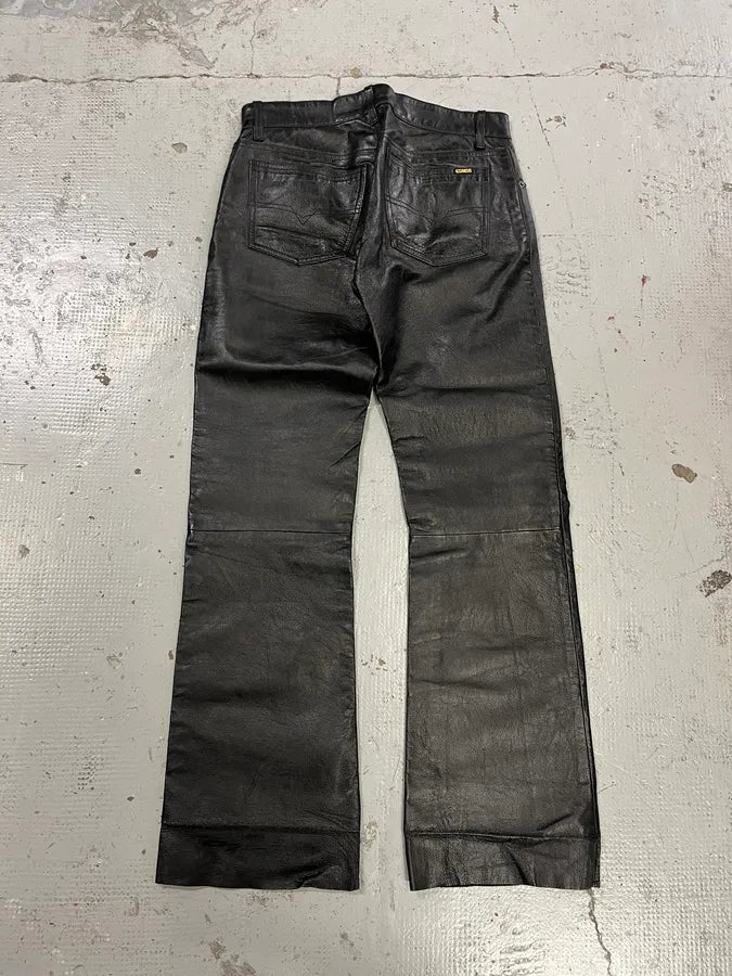 Diesel Biker Leather Black Pants yXetKeX 8