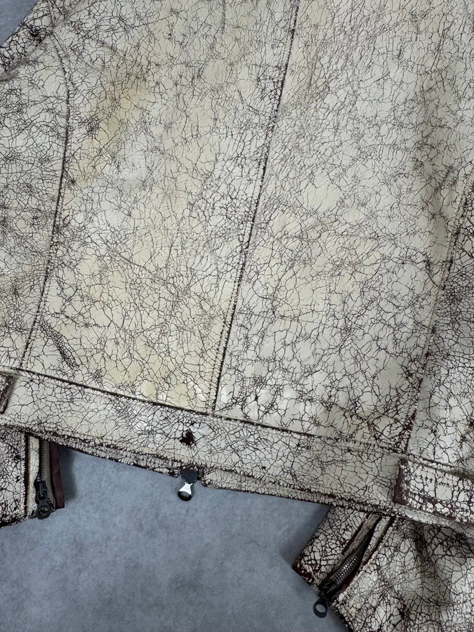 Diesel Biker White Cracked Leather Jacket MYpvuKY 7