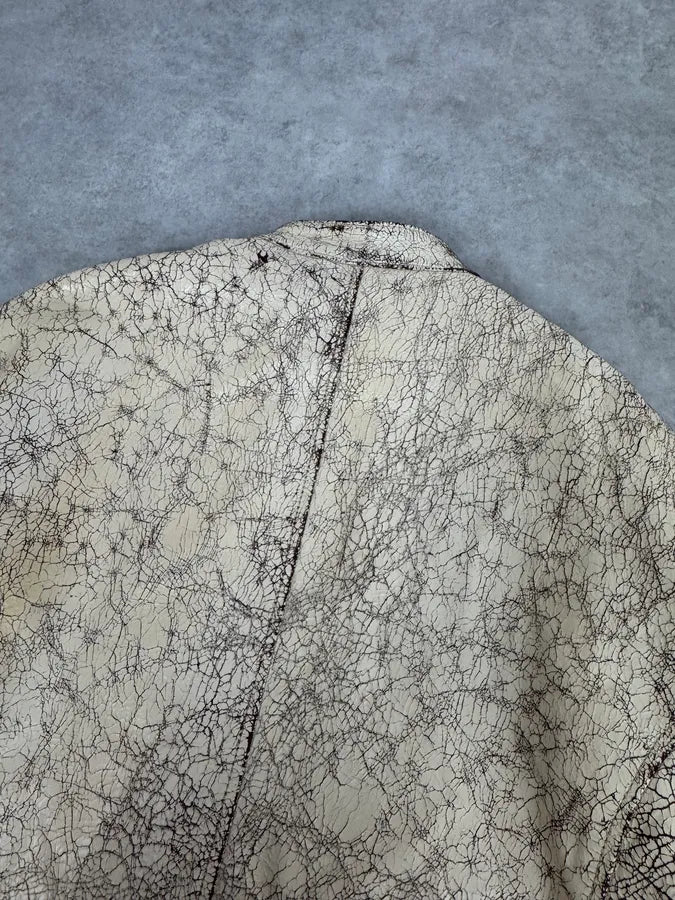 Diesel Biker White Cracked Leather Jacket MYpvuKY 8