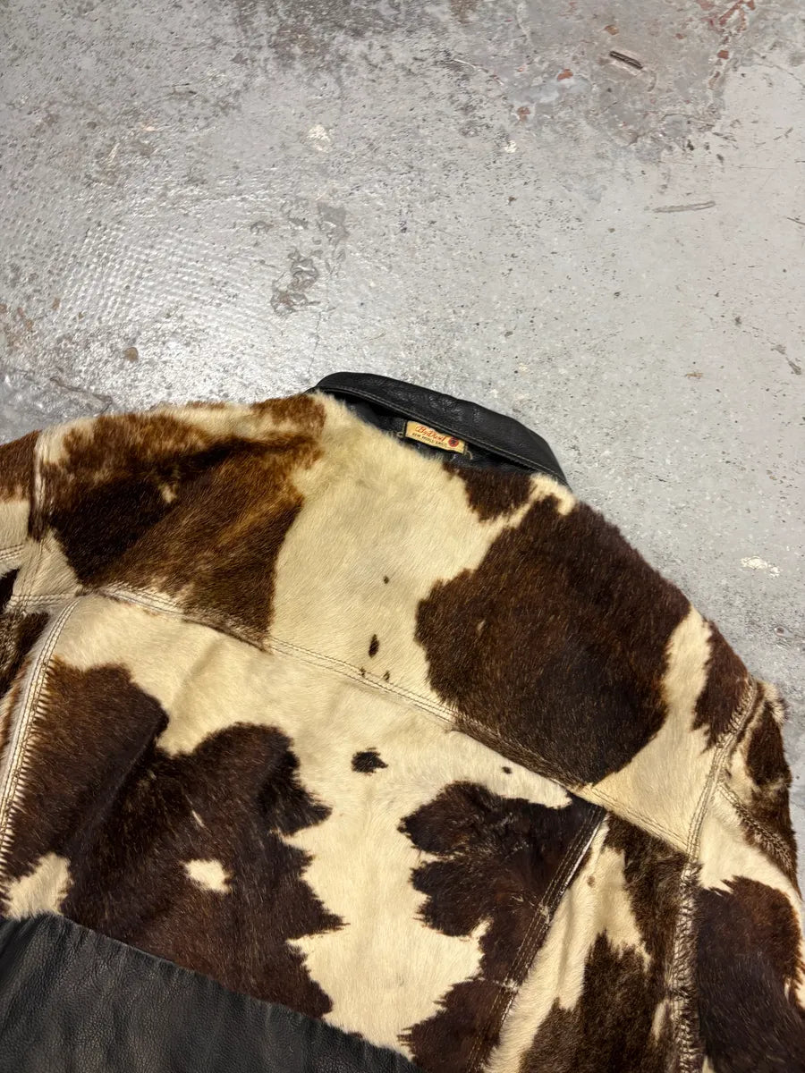 Diesel Black & Cream Cow Leather Motorcycle Jacket YzvnGqH 6