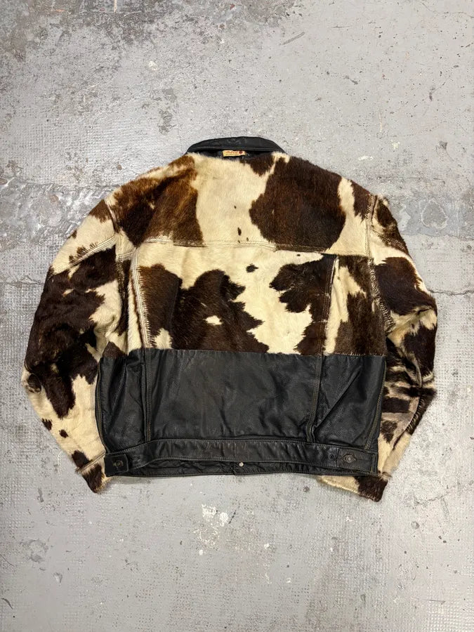 Diesel Black & Cream Cow Leather Motorcycle Jacket YzvnGqH 5