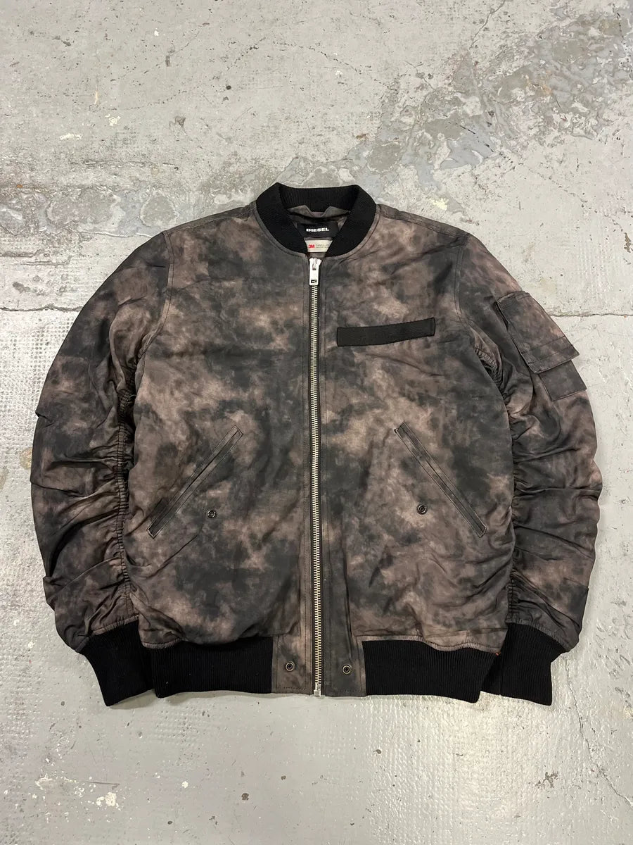 Diesel Black & Grey Shadow Pleated Bomber Jacket ahXCbce 0