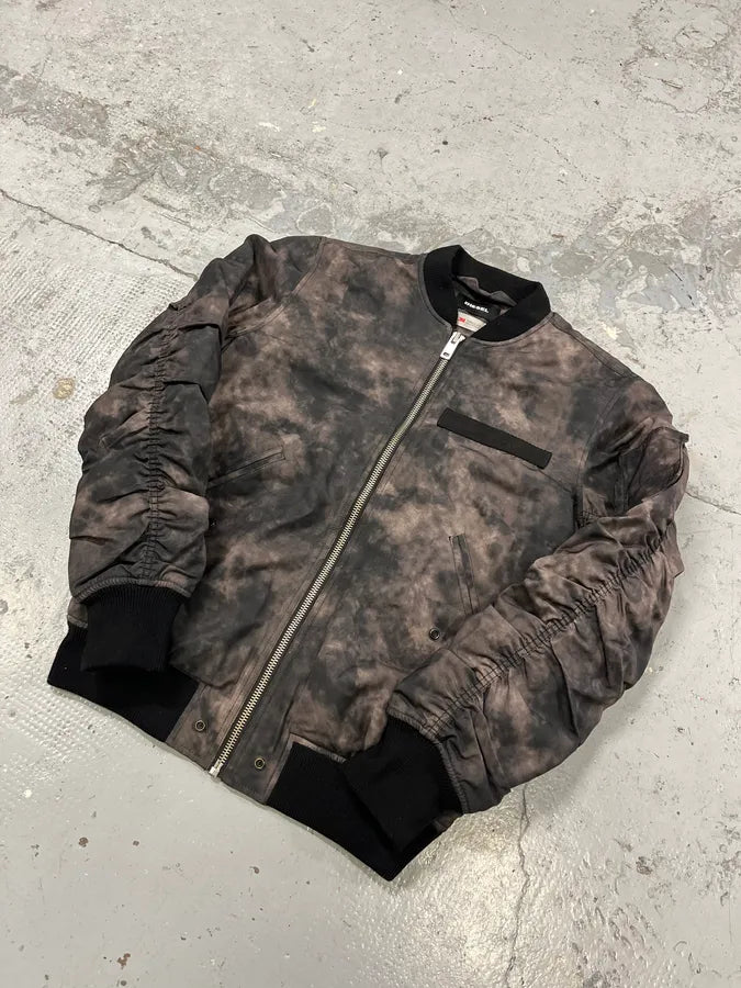 Diesel Black & Grey Shadow Pleated Bomber Jacket ahXCbce 3