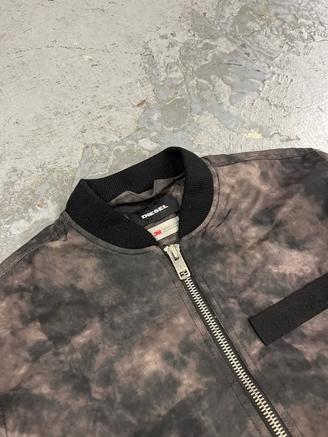 Diesel Black & Grey Shadow Pleated Bomber Jacket ahXCbce 4