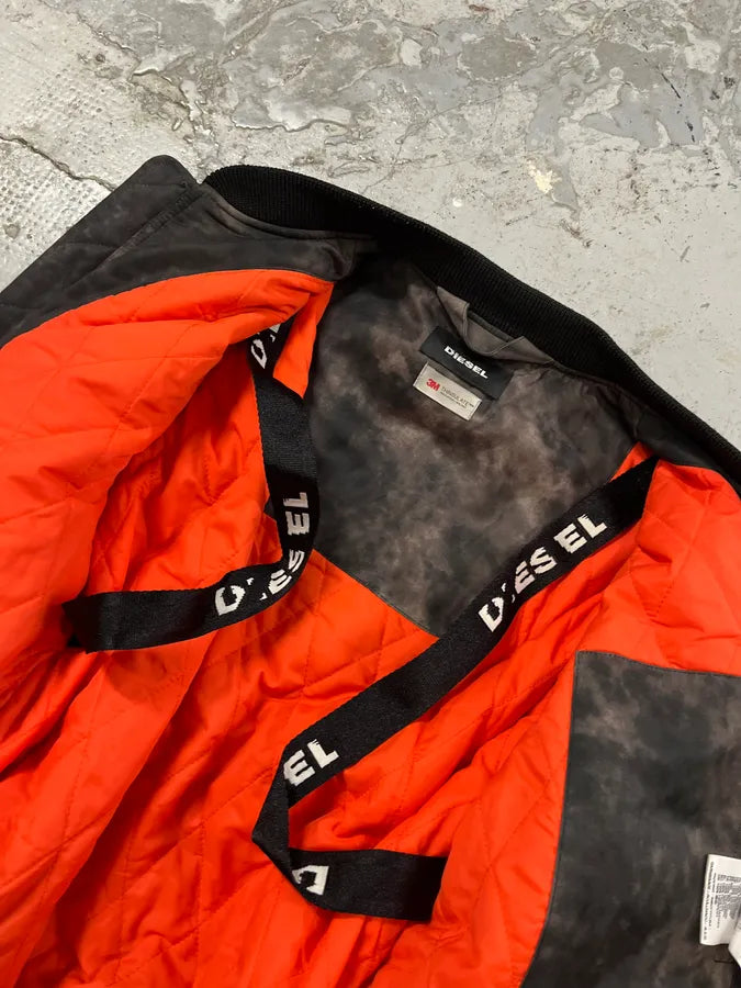 Diesel Black & Grey Shadow Pleated Bomber Jacket ahXCbce 8