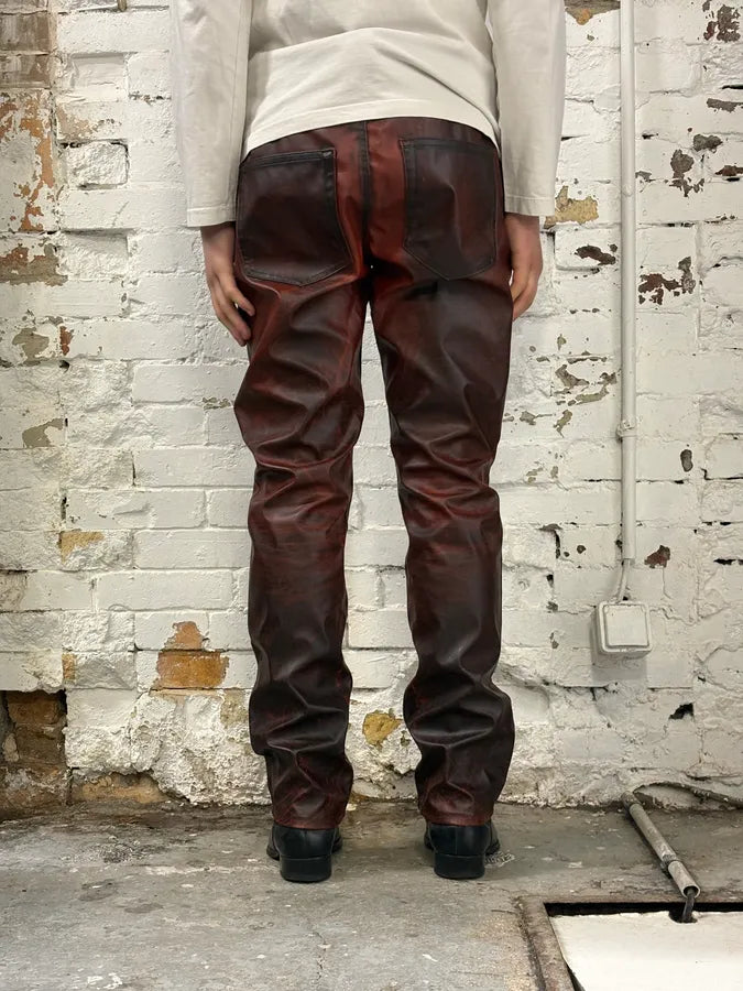 Diesel Black & Red Faux Leather Pants AEKNulo 2