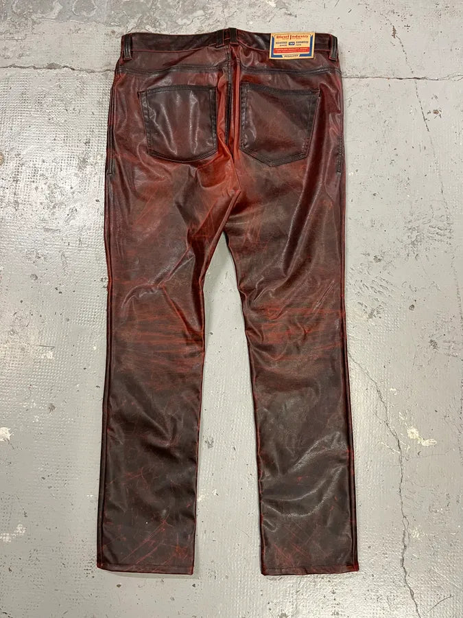 Diesel Black & Red Faux Leather Pants AEKNulo 4