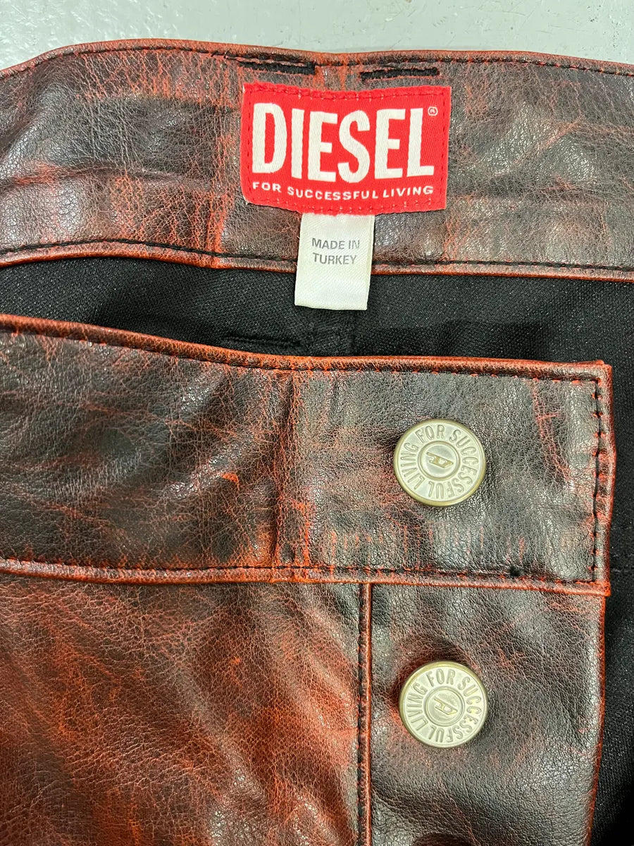 Diesel Black & Red Faux Leather Pants AEKNulo 8
