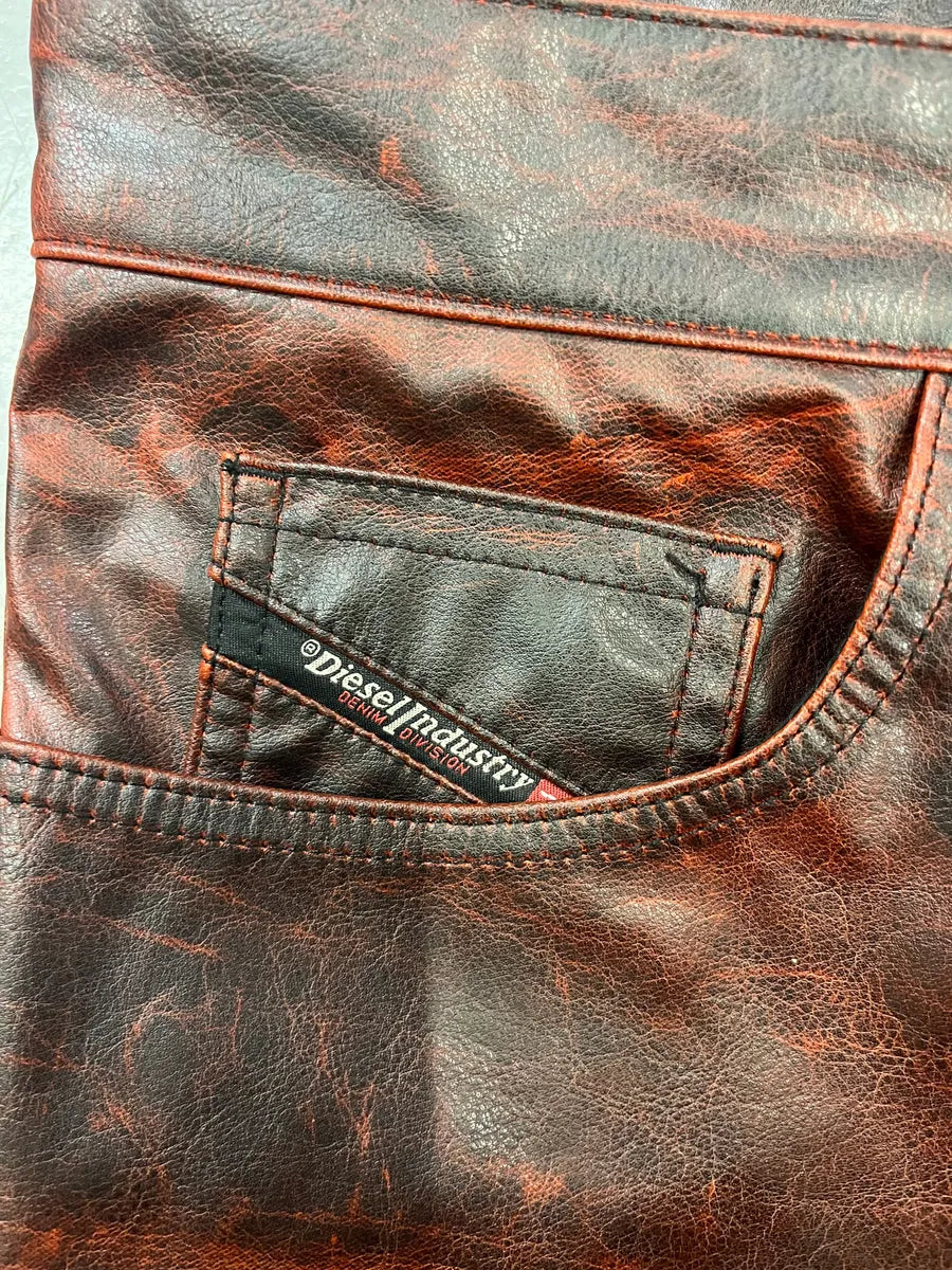Diesel Black & Red Faux Leather Pants AEKNulo 9