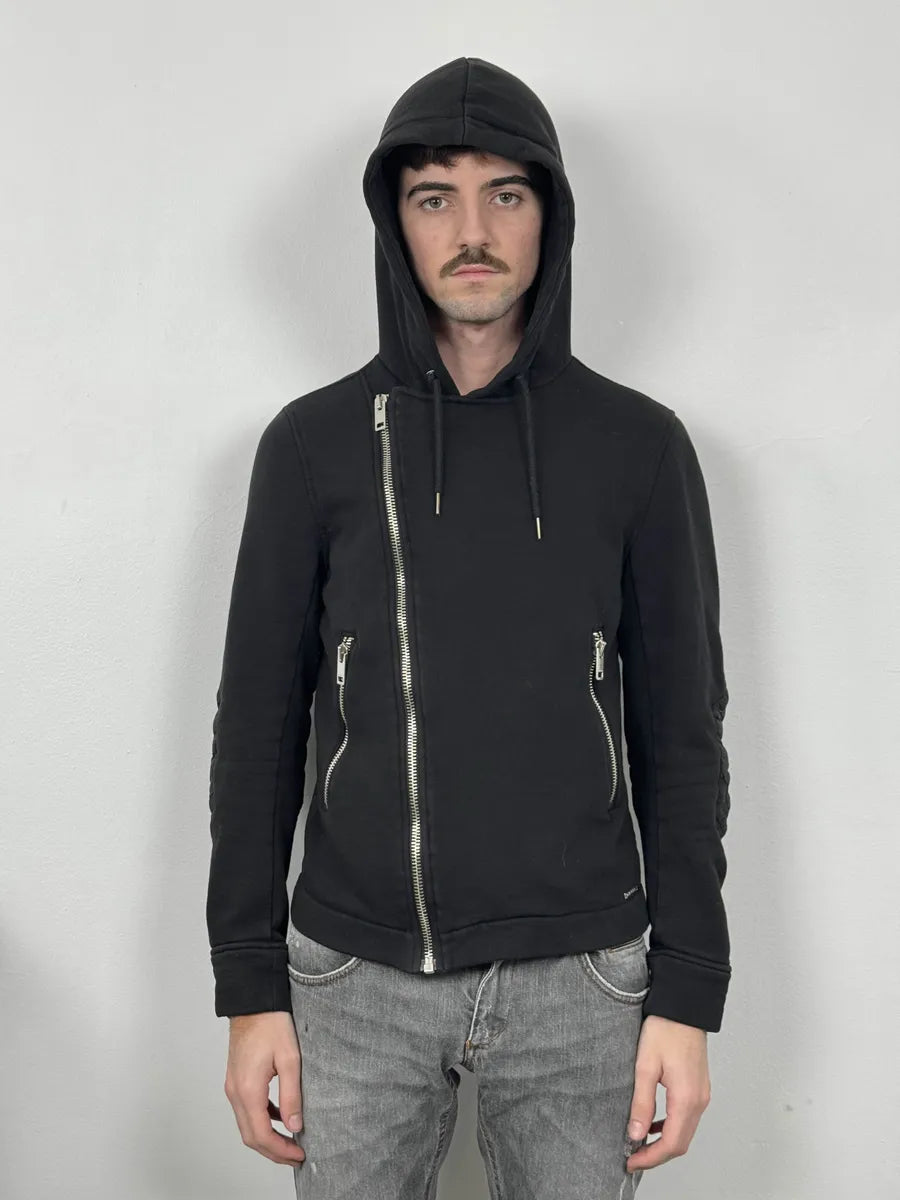 Diesel Black Asymmetrical Biker Zip-up Hoodie IQXsVqW 0