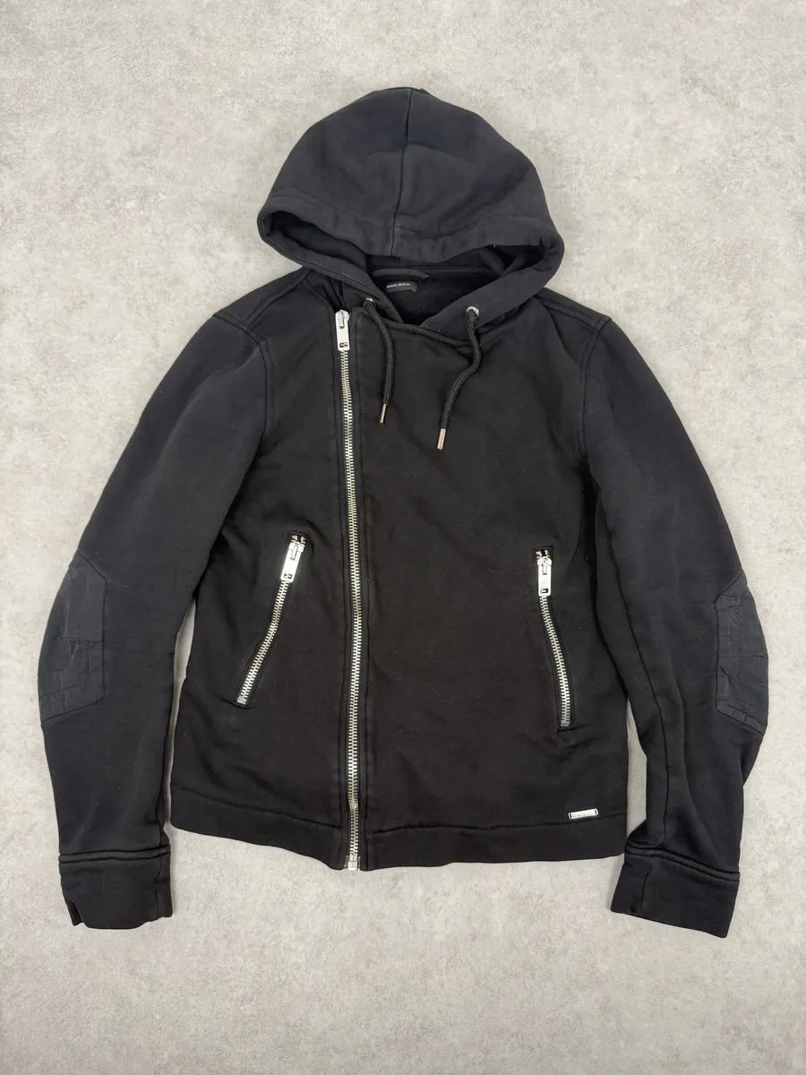 Diesel Black Asymmetrical Biker Zip-up Hoodie IQXsVqW 3