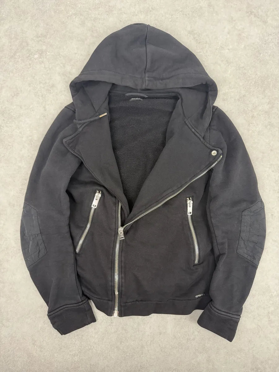 Diesel Black Asymmetrical Biker Zip-up Hoodie IQXsVqW 4