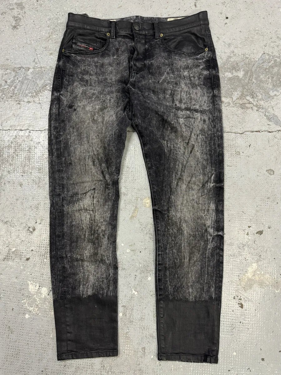 Diesel Black Bleached Effect Coated Slim Jeans IijOyQN 0
