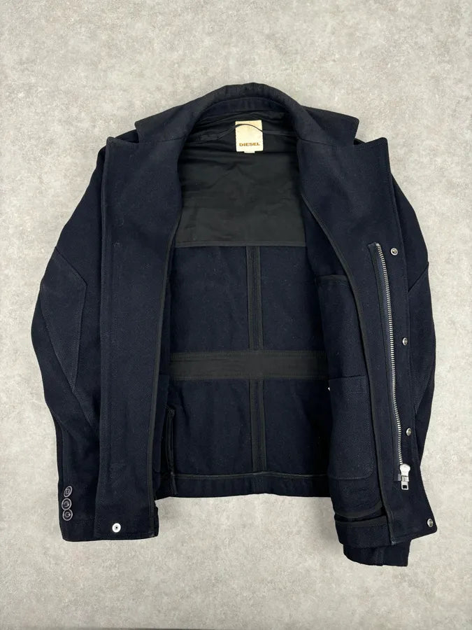 1990s Diesel Navy Wool Coat jybIDjT 6