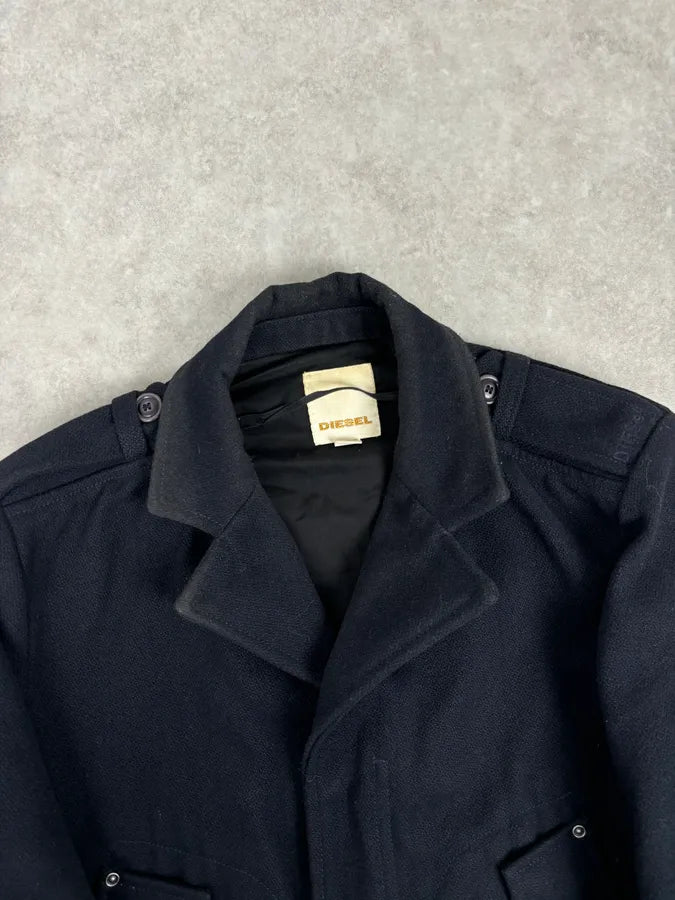 1990s Diesel Navy Wool Coat jybIDjT 3