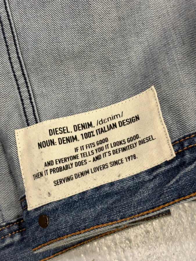 Diesel Black Denim Distressed Contrast Trim Denim Jacket PcHDtVT 10