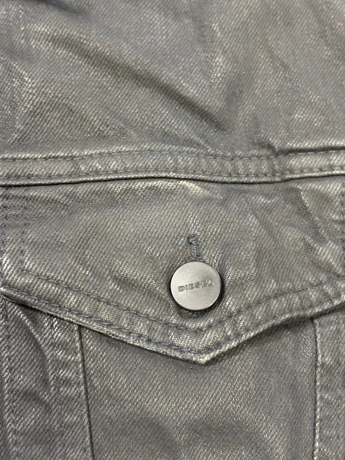 Diesel Black Denim Distressed Contrast Trim Denim Jacket PcHDtVT 8