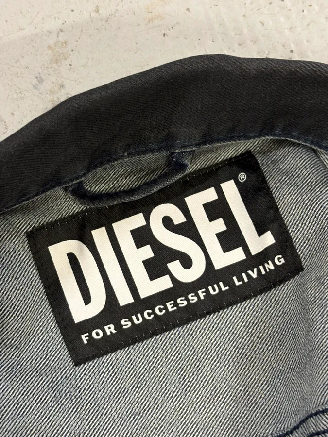 Diesel Black Denim Distressed Contrast Trim Denim Jacket PcHDtVT 7