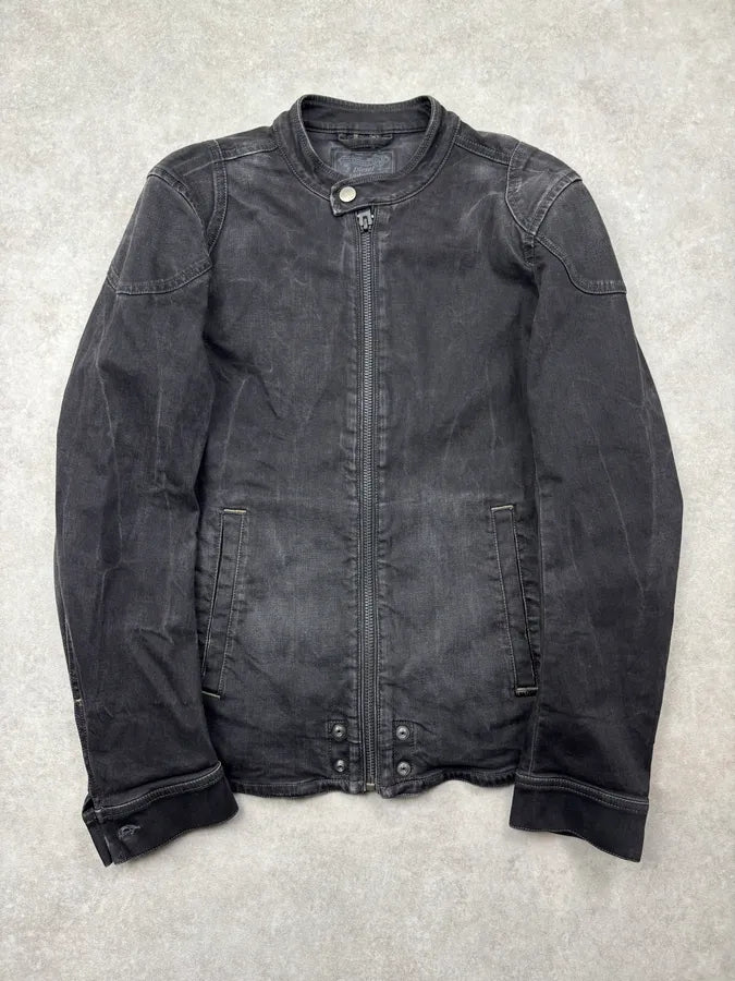 Diesel Black Eroded Biker Denim Jacket foAZFiJ 0