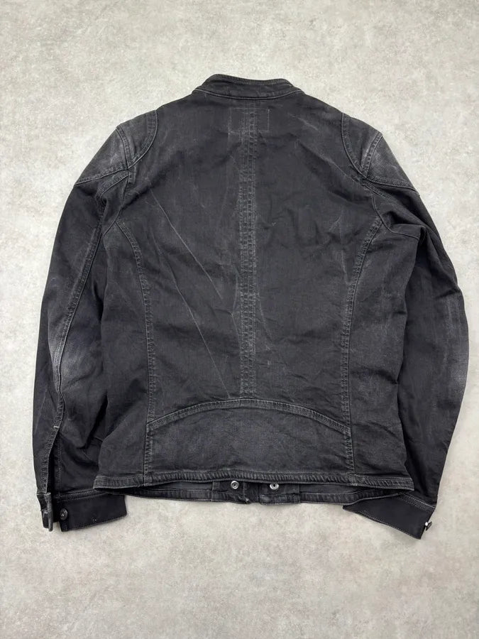 Diesel Black Eroded Biker Denim Jacket foAZFiJ 4